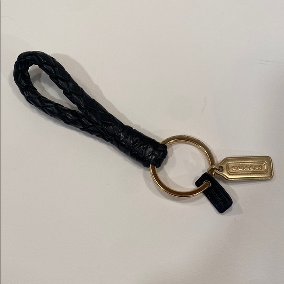 RARE Vintage Coach Black Braided Leather Keychain - Picture 1 of 5